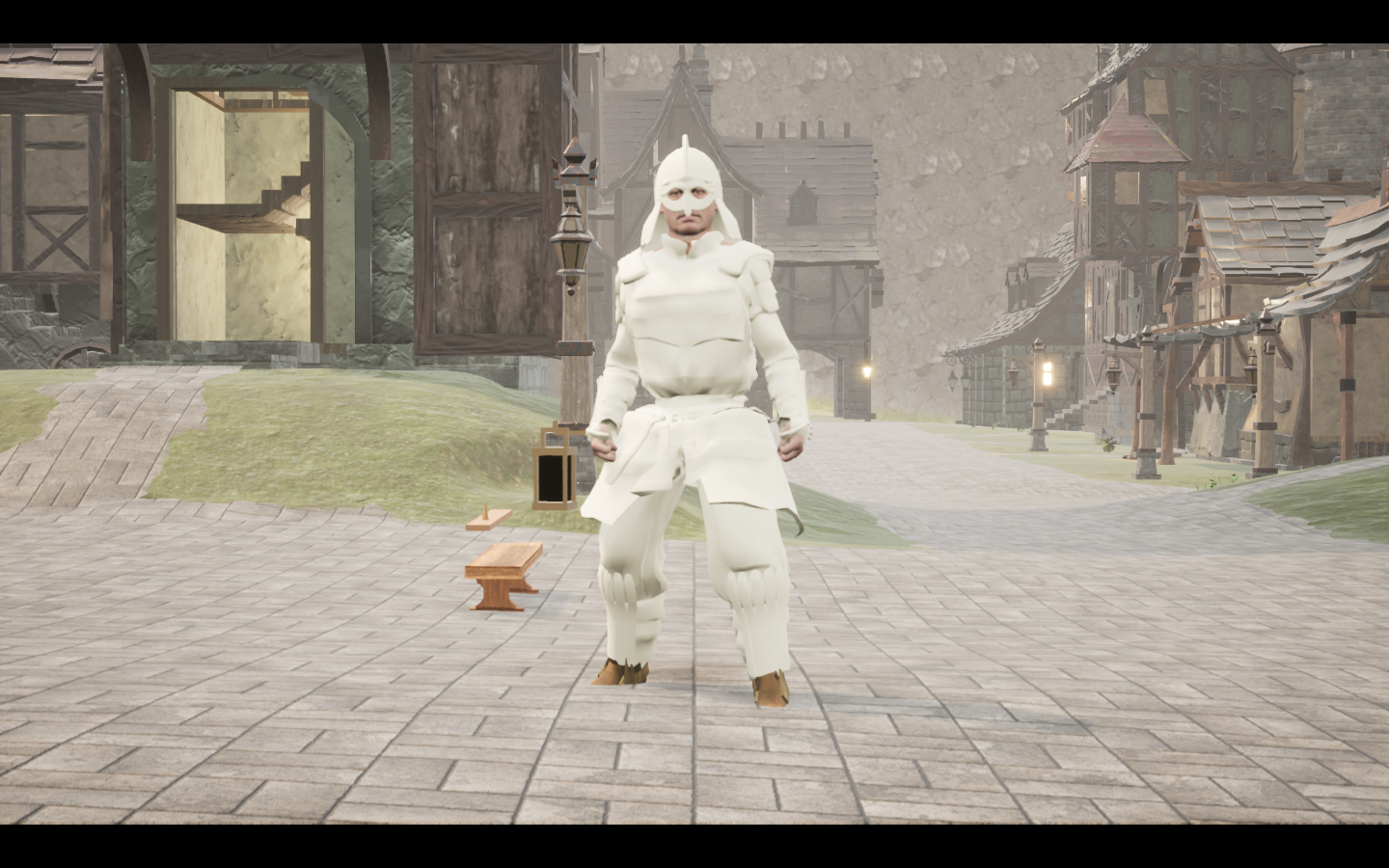 Worn in the complete Spineguard armour outfit. Native game screenshot, masculine average body, front view.