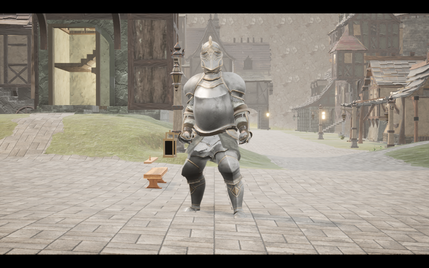 Worn in the complete Frost steel armour outfit. Native game screenshot, masculine average body, front view.