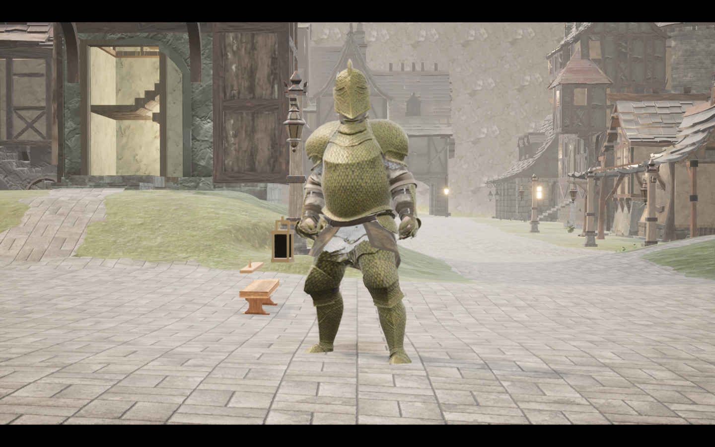 Worn in the complete Wyrmscale steel armour outfit. Native game screenshot, masculine average body, front view.