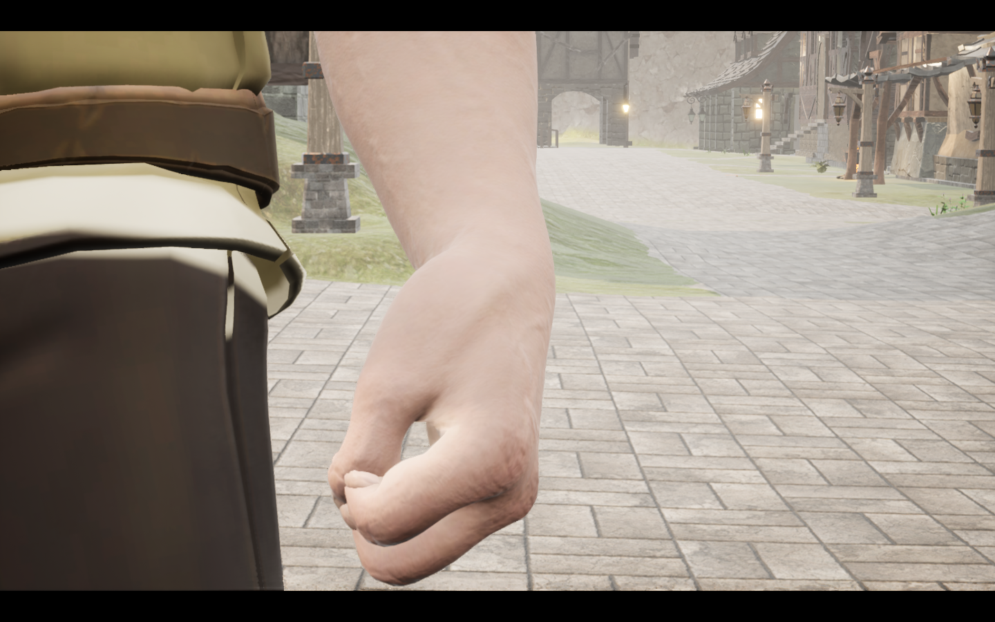 Coppervein Ring equipped in game. Native game screenshot, masculine average body, front view.