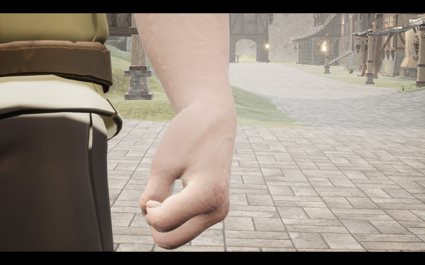 Golden Ladle Ring equipped in game. Native game screenshot, masculine average body, front view.