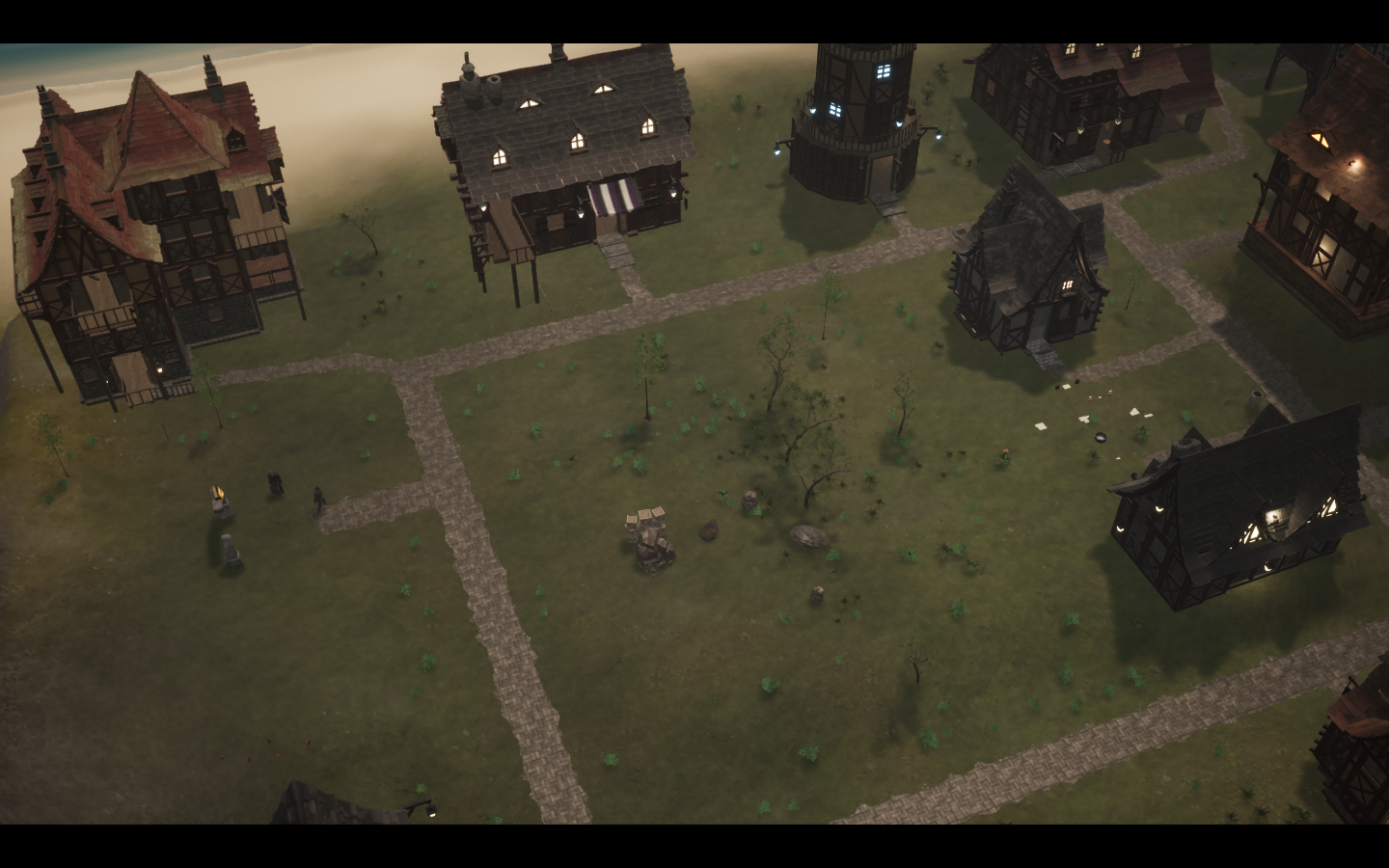 Eastern Northwick, viewed above the houses and mining terrace in daylight. Current native game viewport; isolated visual fixture.